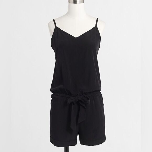 J.Crew Black Spaghetti Strap Drapey Romper - Picture 1 of 8